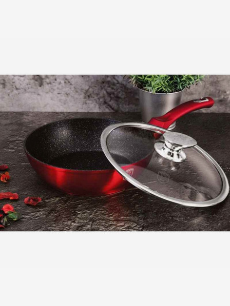 Berlingerhaus Pánev hluboká s mramorovým povrchem a poklicí 24 cm Burgundy Metallic Line BERLINGERHAUS