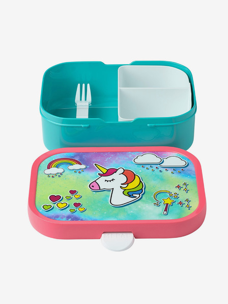 Mepal Růžovo-tyrkysový dětský svačinový box Mepal Campus Unicorn