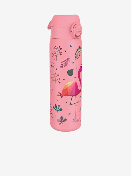 ION8 Růžová vzorovaná nerezová lahev Ion8 Leak Proof Flamingo (600 ml)