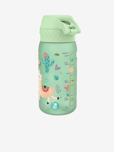 ION8 Světle zelená vzorovaná lahev Ion8 Leak Proof Llamas (350 ml)