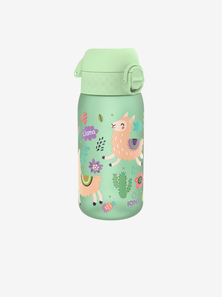 ION8 Světle zelená vzorovaná lahev Ion8 Leak Proof Llamas (350 ml)