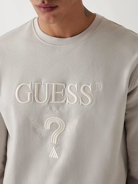 Guess Jeans Pánská bílá mikina s vyšitým logem Guess jeans