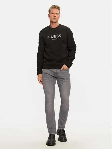 Guess Jeans Pánská černá mikina Guess Box Cn Sweatshirt