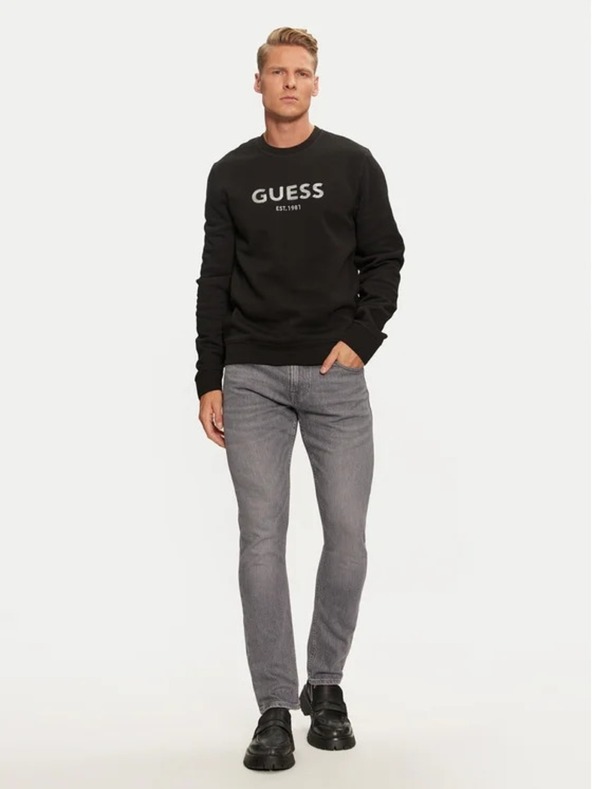 Guess Jeans Pánská černá mikina Guess Box Cn Sweatshirt