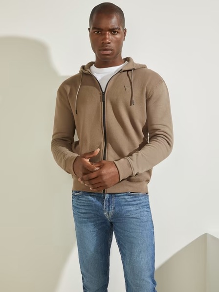 Guess Jeans Pánská hnědá mikina Guess Aldwin