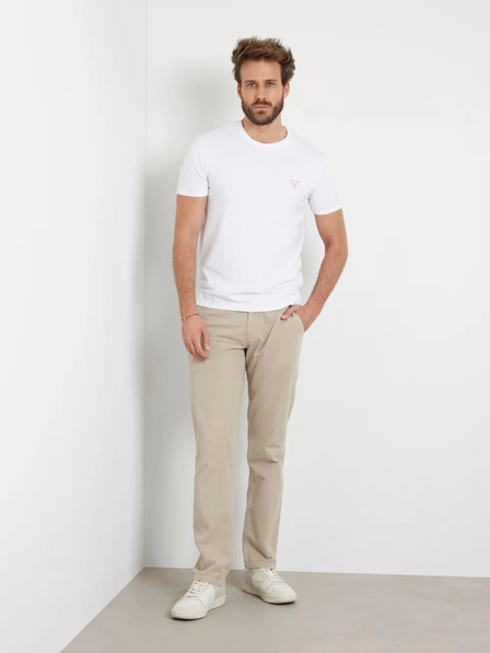 Guess Jeans Pánské bílé slim fit triko G011 Small Triangle Logo Guess jeans