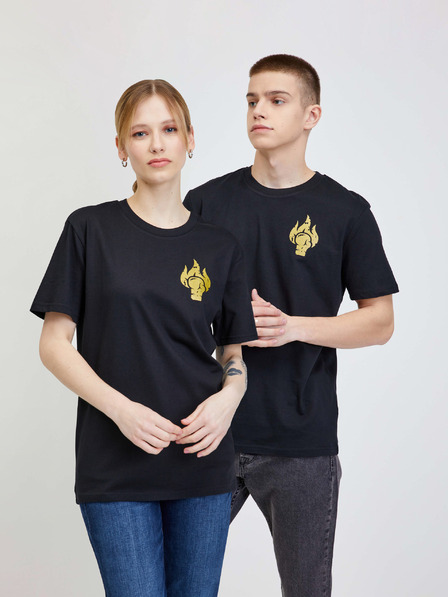 DOBRO Černé unisex tričko s potiskem DOBRO. pro Viki