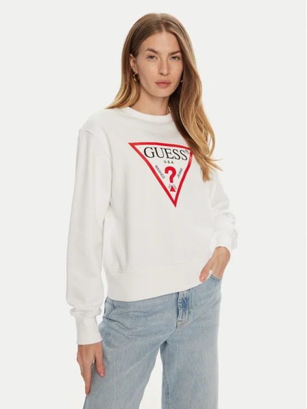 Guess Jeans Dámská bílá mikina big triangle logo Guess jeans