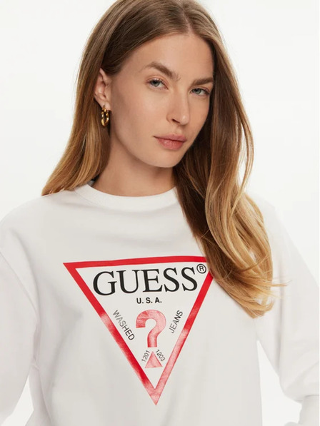Guess Jeans Dámská bílá mikina big triangle logo Guess jeans