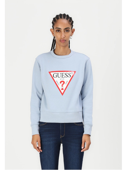 Guess Jeans Dámská světle modrá mikina big triangle logo Guess jeans