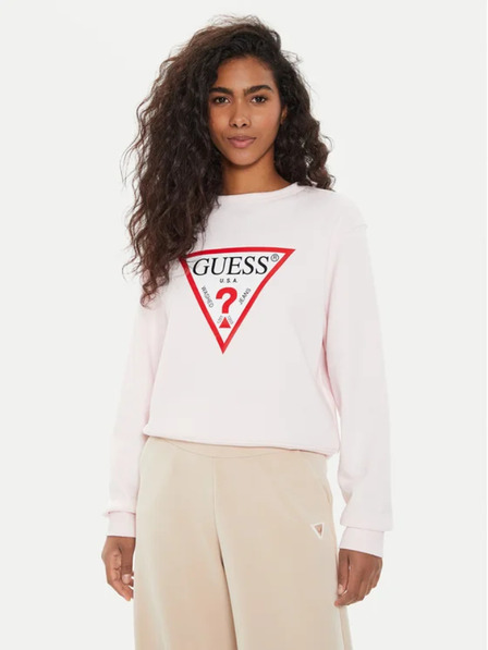 Guess Jeans Dámská růžová mikina big triangle logo Guess jeans