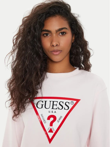 Guess Jeans Dámská růžová mikina big triangle logo Guess jeans