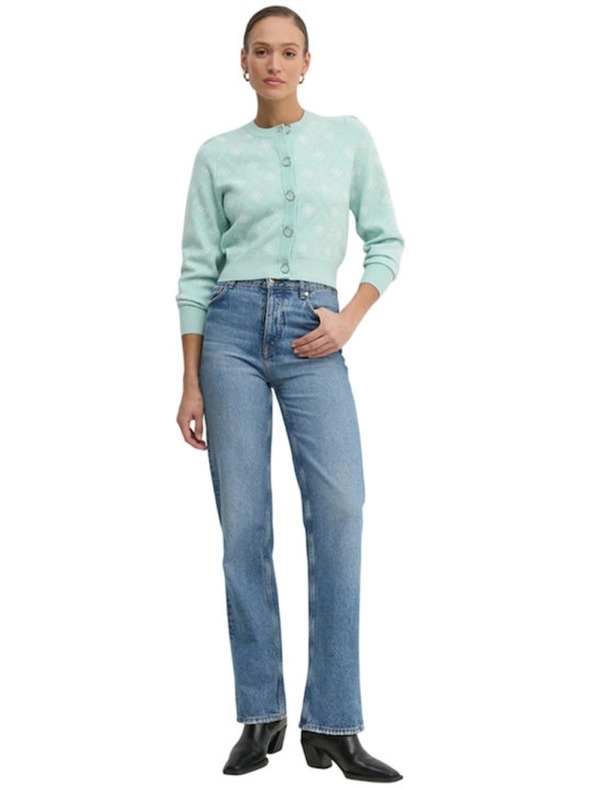Guess Jeans Dámský zelený cardigan z vlněné směsi s logem 4G Guess jeans