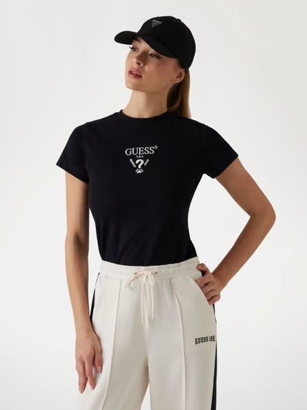 Guess Jeans Dámské černé triko s předním logem Guess jeans