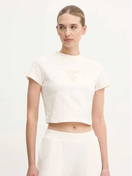 Guess Jeans Dámské bílé colette crop tričko Guess jeans