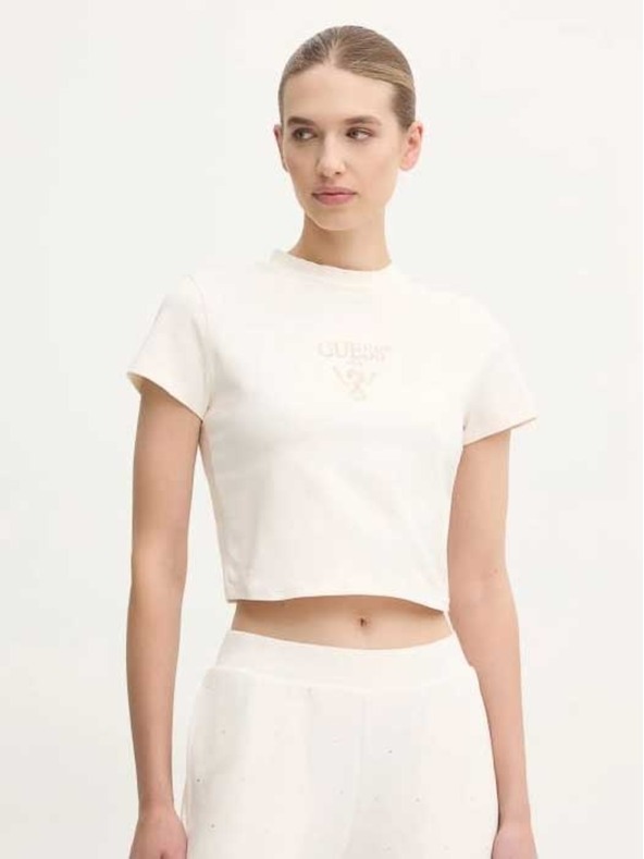 Guess Jeans Dámské bílé colette crop tričko Guess jeans
