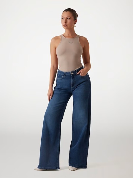 Guess Jeans Dámské světle hnědé tílko 4G logo Guess jeans