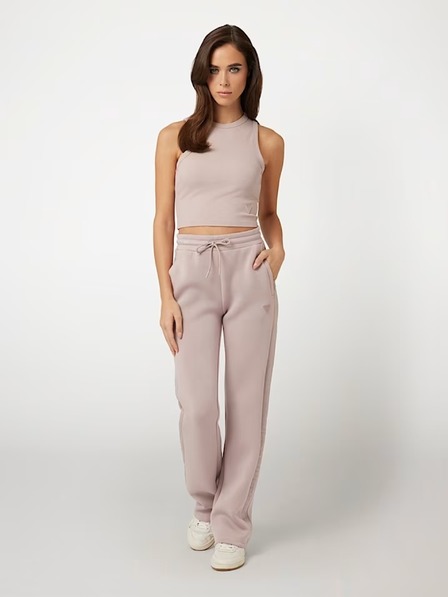 Guess Jeans Dámské růžové crop tílko z žebrovaného úpletu Guess jeans