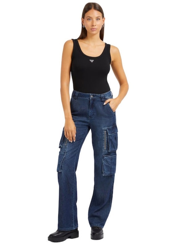 Guess Jeans Dámské černé tílko small triangle logo Guess jeans