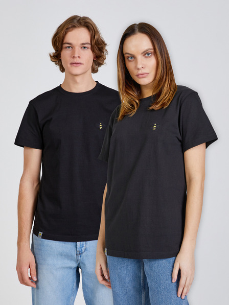 DOBRO Černé unisex tričko s výšivkou včely DOBRO. pro Forsage
