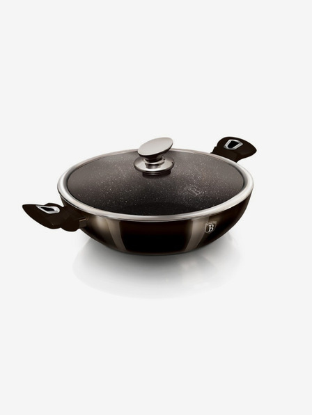 Berlingerhaus Wok pánev s poklicí s mramorovým povrchem 30 cm Shiny Black Edition BERLINGERHAUS