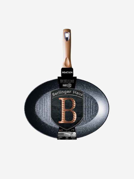 Berlingerhaus Pánev na ryby a steaky s mramorovým povrchem 35 cm Rosegold Metallic Line BERLINGERHAUS