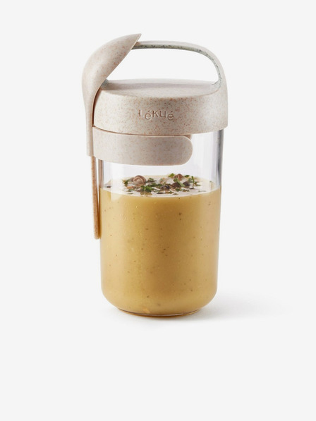 Lékué Krémový svačinový box se lžičkou Lékué Jar To Go Organic (600 ml)