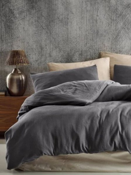 Kvalitex Francouzské mušelínové povlečení 240x220, 70x90cm tmavě šedé Kvalitex