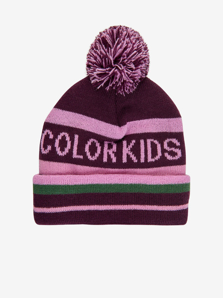 Color Kids Růžovo-fialová holčičí zimní čepice s bambulí Color Kids