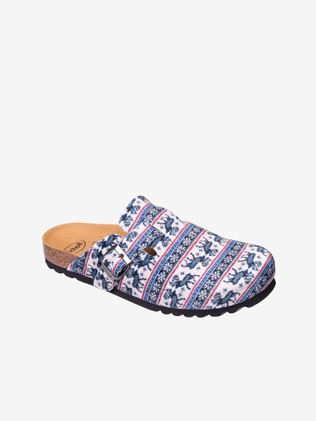 scholl Bílo-modré pánské vzorované pantofle Scholl Amiata