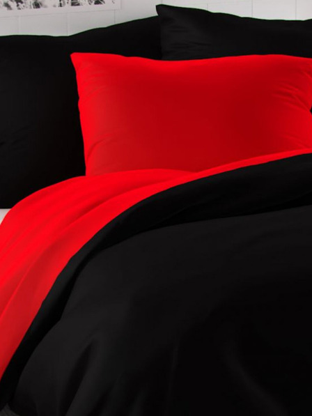 Kvalitex Saténové francouzské povlečení LUXURY COLLECTION 1+2, 200x200, 70x90cm červené / černé Kvalitex
