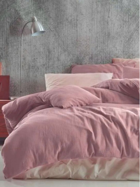 Kvalitex Francouzské mušelínové povlečení 240x220, 70x90cm růžové Kvalitex