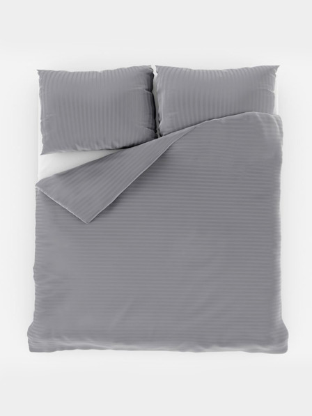 Kvalitex Francouzské saténové prodloužené povlečení s proužkem 1+2, 240x220, 70x90cm SVĚTLE ŠEDÉ