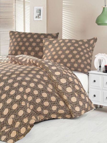 Kvalitex Saténové francouzské povlečení Luxury Collection 1+2, 240x200, 70x90cm Carero béžové Kvalitex