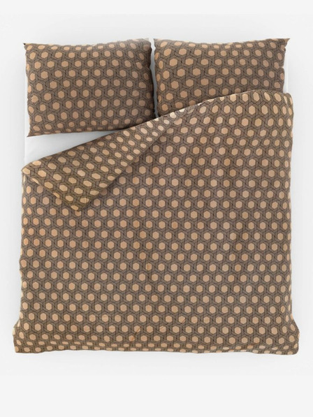 Kvalitex Saténové francouzské povlečení Luxury Collection 1+2, 240x200, 70x90cm Carero béžové Kvalitex