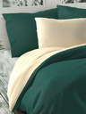 Kvalitex Saténové francouzské prodloužené povlečení LUXURY COLLECTION 1+2, 240x220, 70x90cm tmavě zelené / smetanové