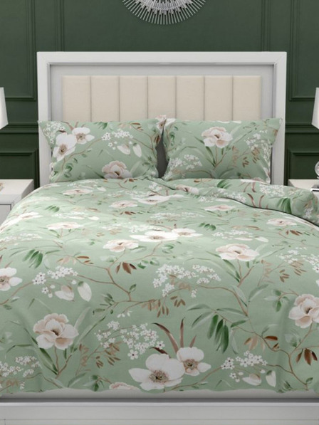 Kvalitex Francouzské bavlněné povlečení DELUX 240x200, 70x90cm MAGNÓLIE zelená