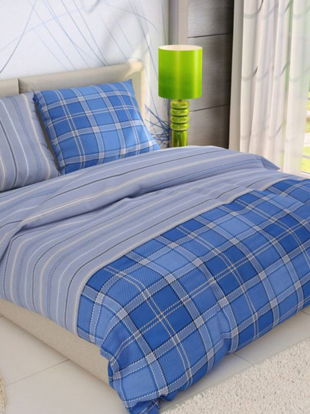 Kvalitex Francouzské bavlněné povlečení DELUX 220x200, 70x90cm CAMPUS modrý