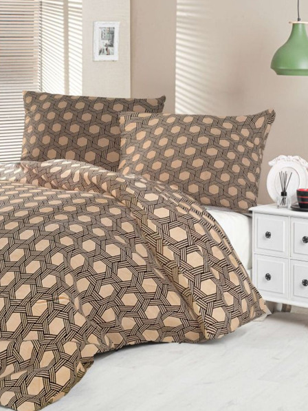 Kvalitex Saténové povlečení Luxury Collection 140x200, 70x90cm Carero béžové Kvalitex