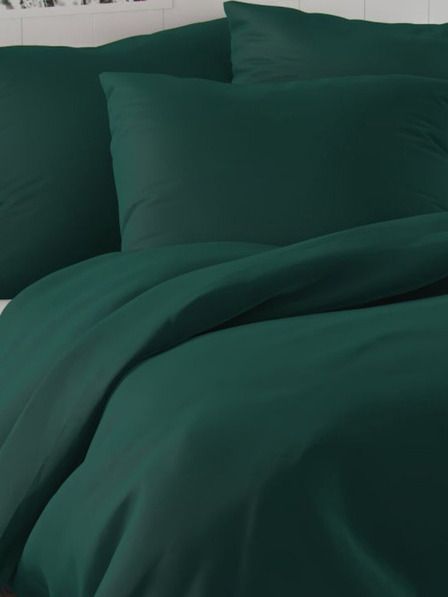 Kvalitex Saténové francouzské povlečení LUXURY COLLECTION 1+2, 220x200, 70x90cm tmavě zelené