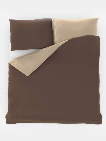 Kvalitex Saténové francouzské povlečení LUXURY COLLECTION 1+2, 240x200, 70x90cm tmavě hnědé / béžové