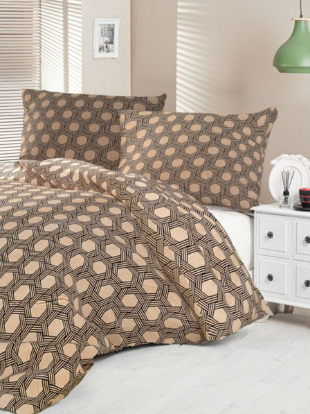 Kvalitex Saténové francouzské povlečení Luxury Collection 1+2, 220x200, 70x90cm Carero béžové Kvalitex