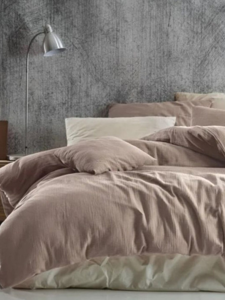 Kvalitex Mušelínové povlečení 140x200, 70x90cm béžové Kvalitex