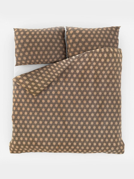 Kvalitex Saténové francouzské povlečení Luxury Collection 1+2, 200x200, 70x90cm Carero béžové Kvalitex