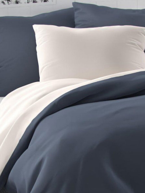 Kvalitex Saténové francouzské povlečení LUXURY COLLECTION 1+2, 220x200, 70x90cm tmavě šedé / bílé