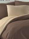 Kvalitex Saténové francouzské prodloužené povlečení LUXURY COLLECTION 1+2, 240x220, 70x90cm tmavě hnědé / béžové