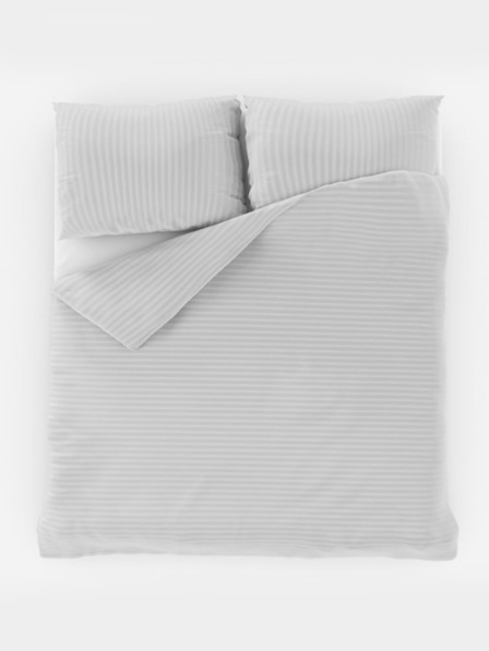 Kvalitex Saténové prodloužené povlečení s proužkem 140x220, 70x90cm BÍLÉ