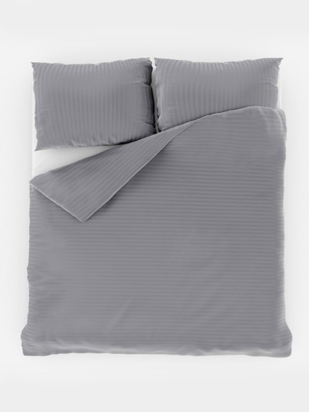 Kvalitex Saténové prodloužené povlečení s proužkem 140x220, 70x90cm SVĚTLE ŠEDÉ
