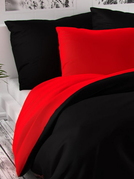 Kvalitex Saténové francouzské prodloužené povlečení LUXURY COLLECTION 1+2, 240x220, 70x90cm červené / černé Kvalitex