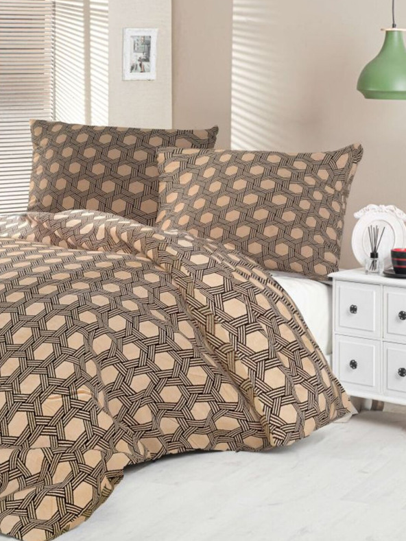 Kvalitex Saténové povlečení Luxury Collection 140x200, 70x90cm Carero béžové Kvalitex